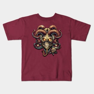 Jester Skull with Horns Kids T-Shirt